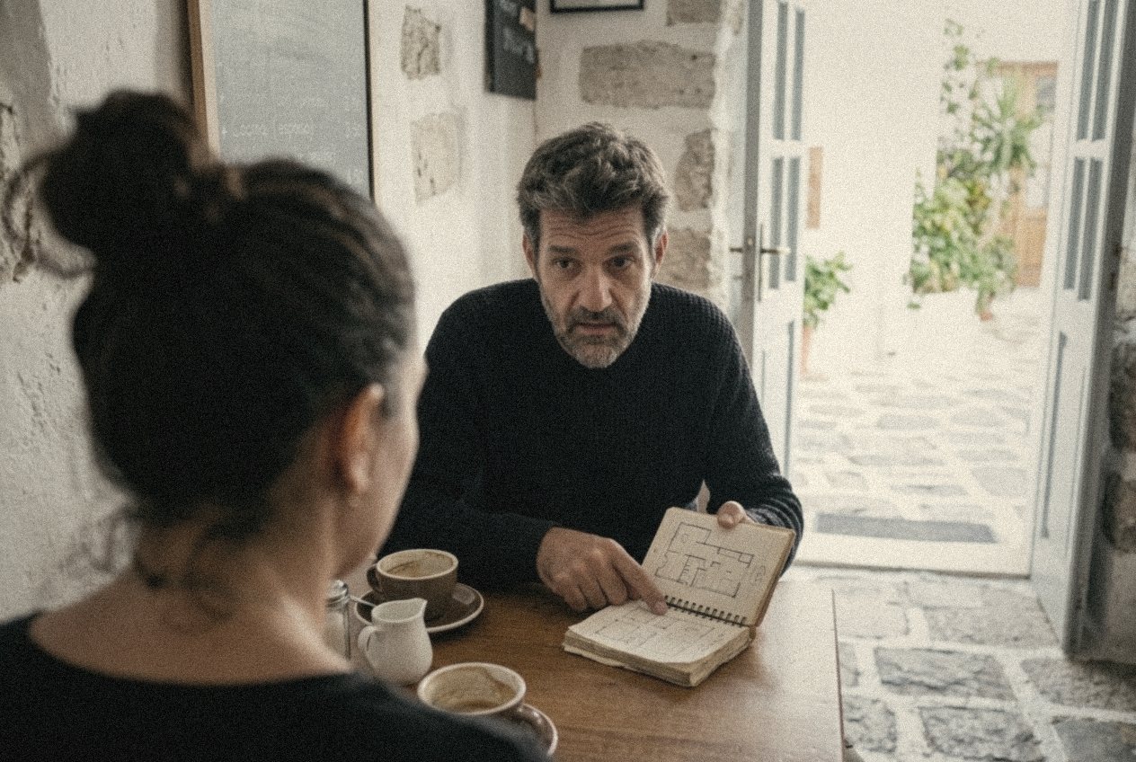 En Dani escoltant una clienta i dibuixant el seu negoci en una llibreta